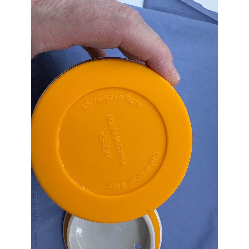 EggTastic Ceramic Microwave Egg Cooker Poacher White Orange As Seen On TV Pot - Picture 7 of 7